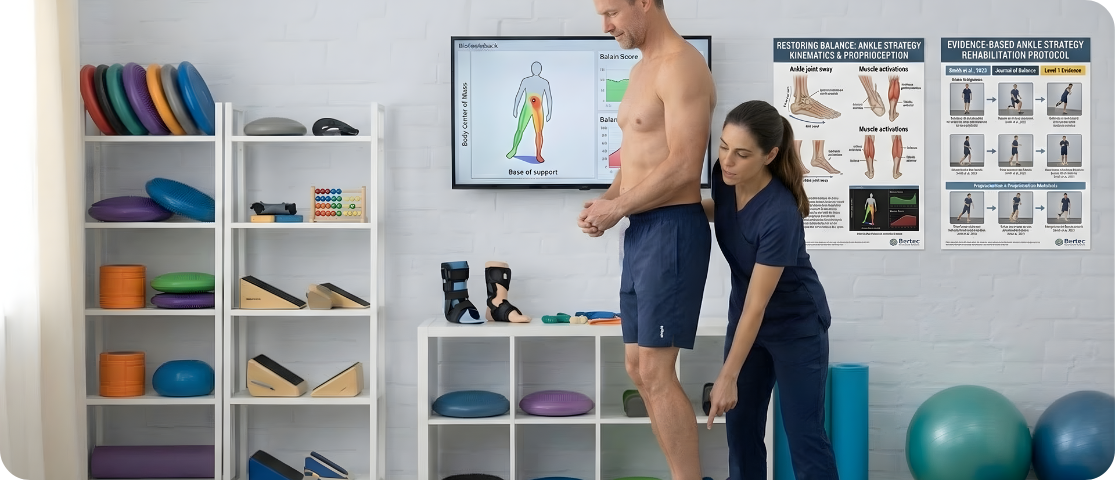 Balance training with ankle strategy rehabilitation