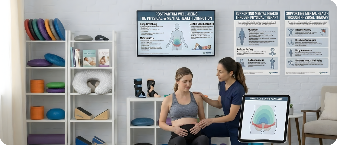 Postpartum physical therapy and mental well-being support