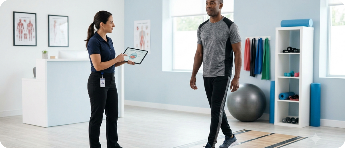 Physical therapy assessment for leg length discrepancy and lower-body alignment